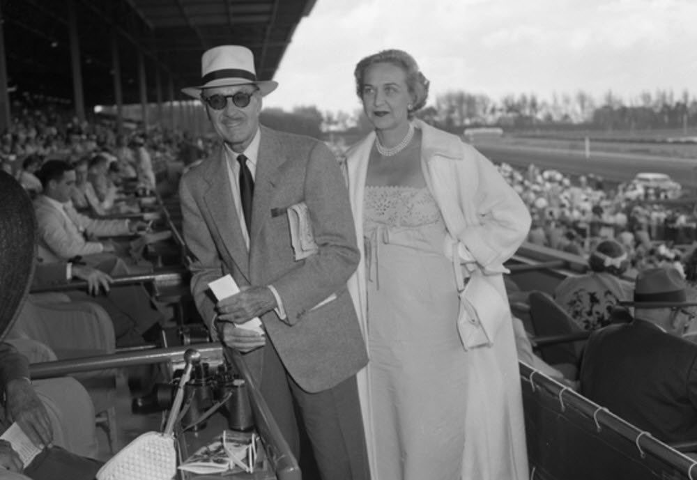 Mr. and Mrs. Charles Munn at the Hialeah racetrack